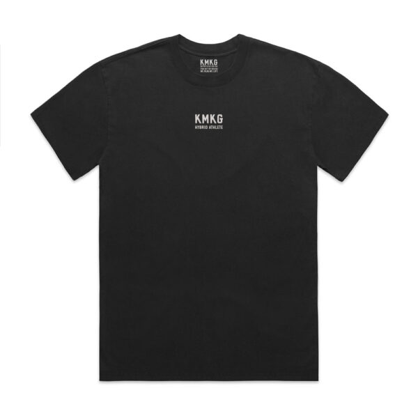Zwart KMKG T-shirt met opdruk KMKG Hyrid Athlete, voorkant, voor sport en training, ademend en vormvast