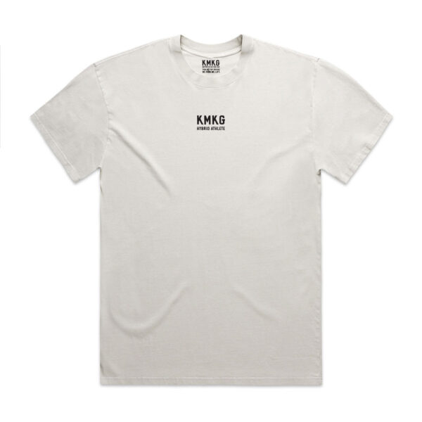 Wit KMKG T-shirt met opdruk KMKG Hyrid Athlete, voorkant, voor sport en training, ademend en vormvast